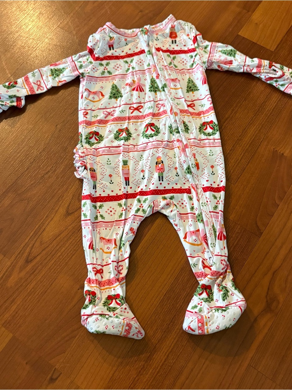 Angel Dear White & Red Nutcracker Christmas Footed Bamboo Zip Sleeper 0-3 month